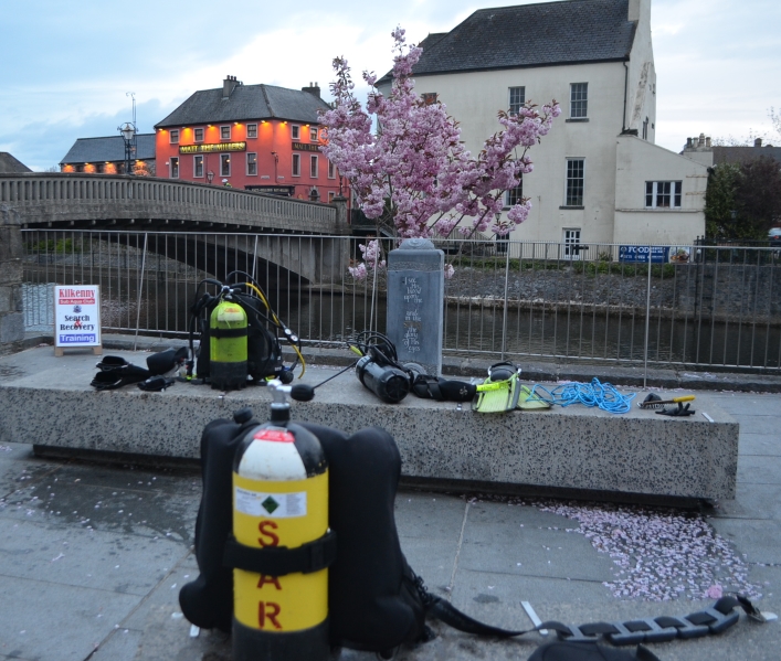 Diving equipment at  Canal square during the cleaning operation. 